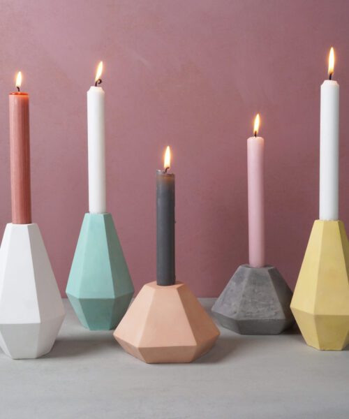Alternative view of Concrete Candle Holder Low Coral