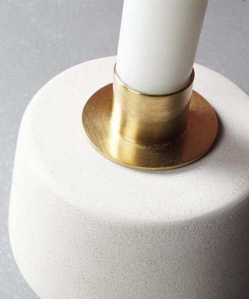 Alternative view of Cone Candleholder Low White/Brass