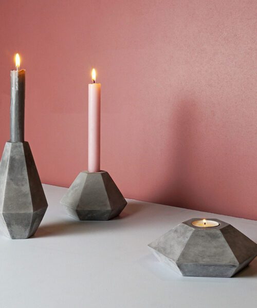 Alternative view of Concrete Candle Holder Tall Grey