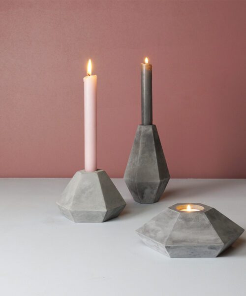 Alternative view of Concrete Candle Holder Low Grey