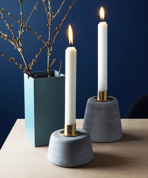 Alternative view of Cone Candleholder Low Grey/Brass