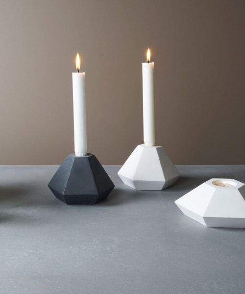Alternative view of Concrete Candle Holder Low Black