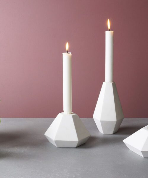 Alternative view of Concrete Candle Holder Tall White
