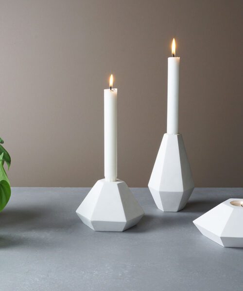 Alternative view of Concrete Candle Holder Low White